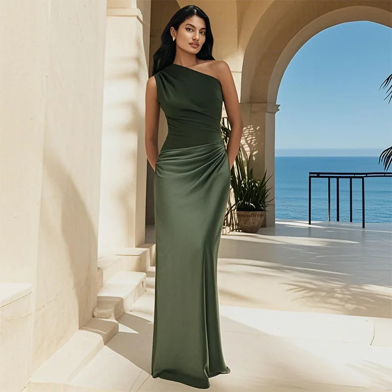 Verenaluxe™ | Maxi Dress with a Guilt in Satin