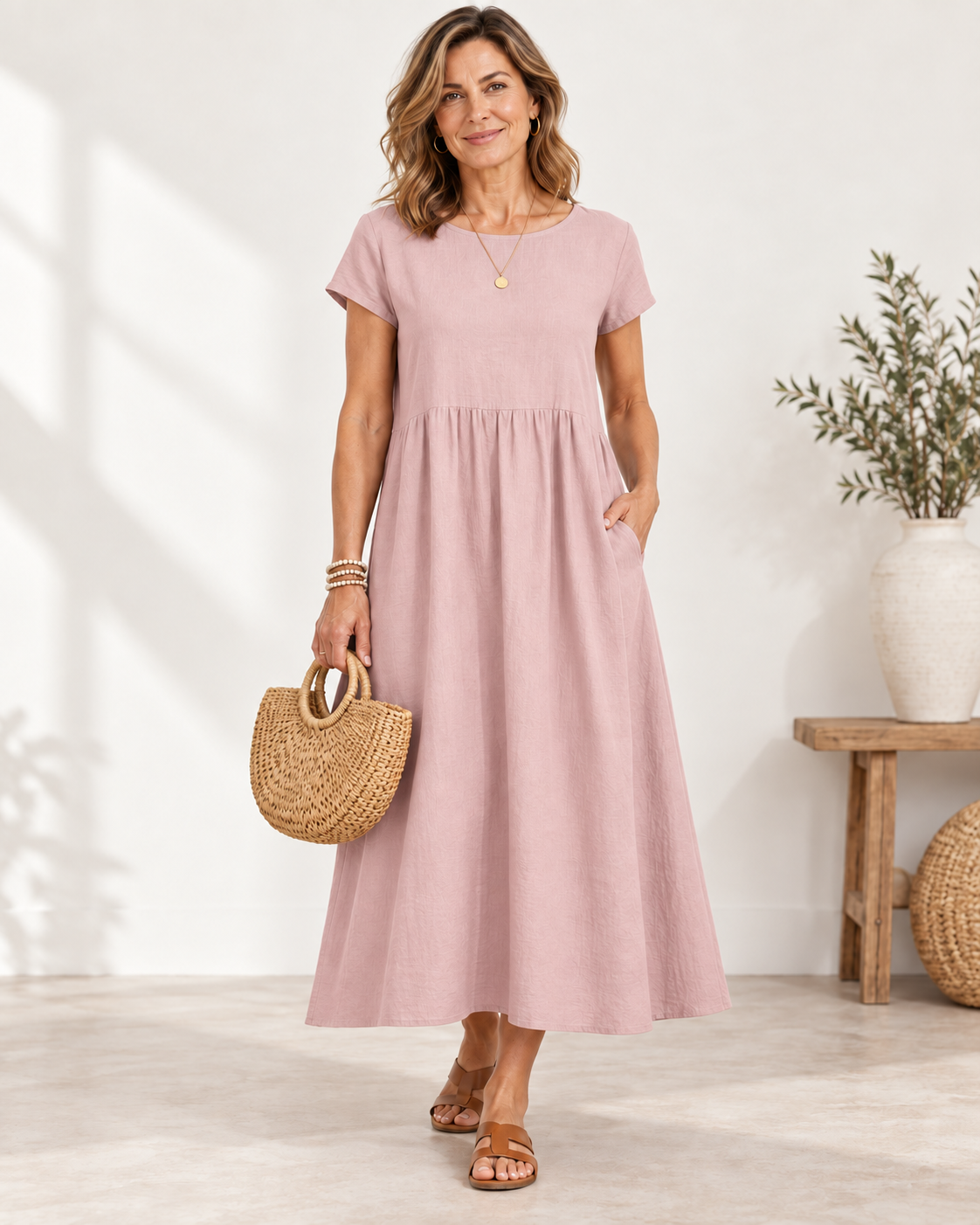 Mila | Relaxed Linen-Blend Midi Dress