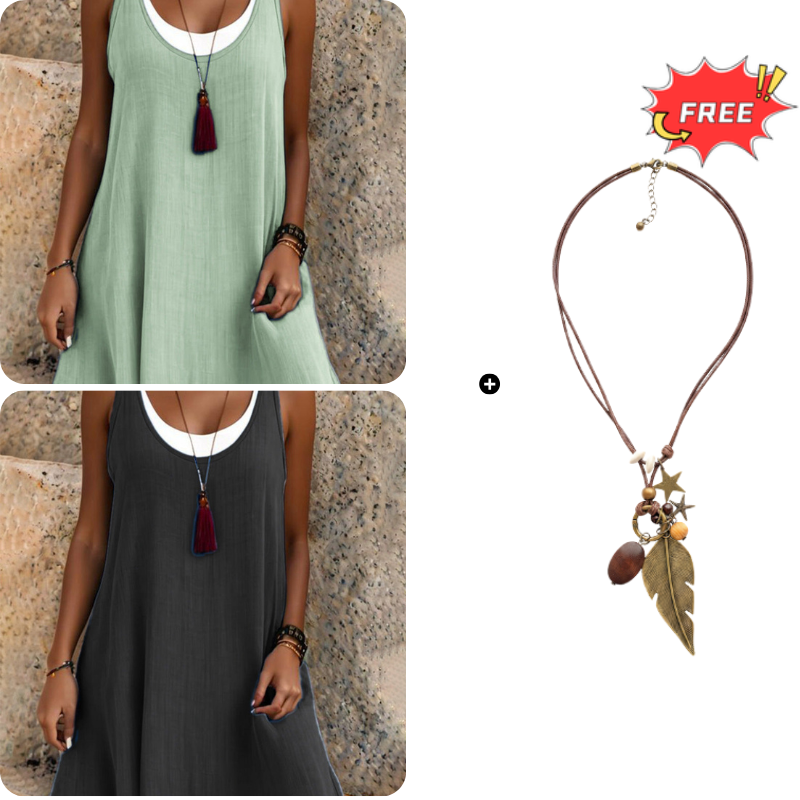 Women's Casual Loose Sleeveless Two Piece Tank Dress