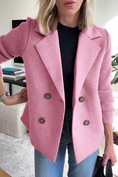 Harper | Button patchwork sleeves casual coat
