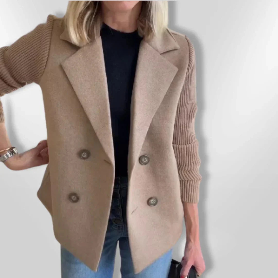 Harper | Button patchwork sleeves casual coat