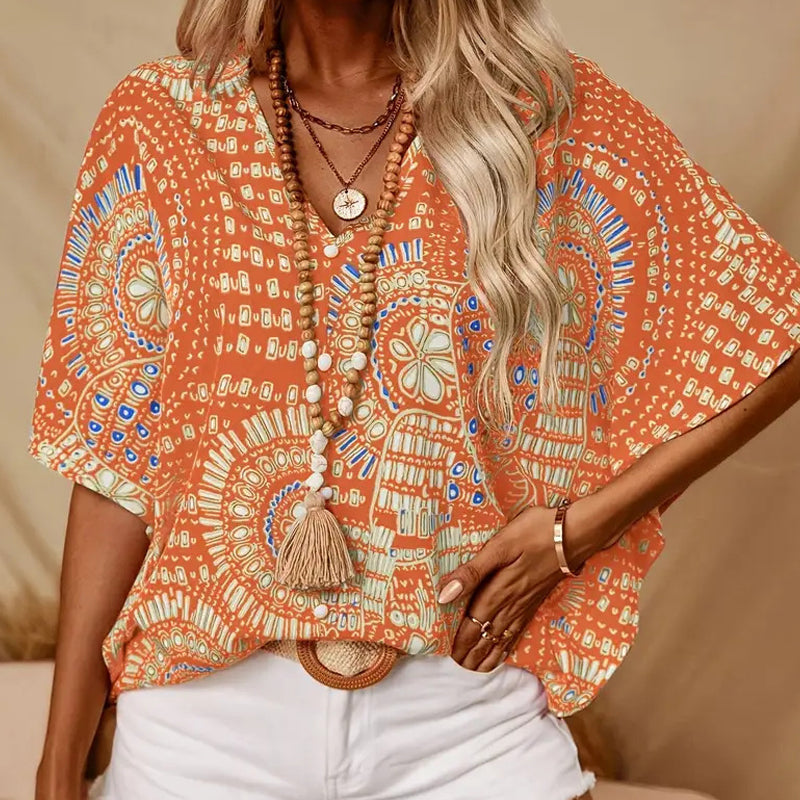 💃 Last Day Sale 50% Off 💐                                                                                                                                                    Amara™ Bohemian V-Neck Blouse