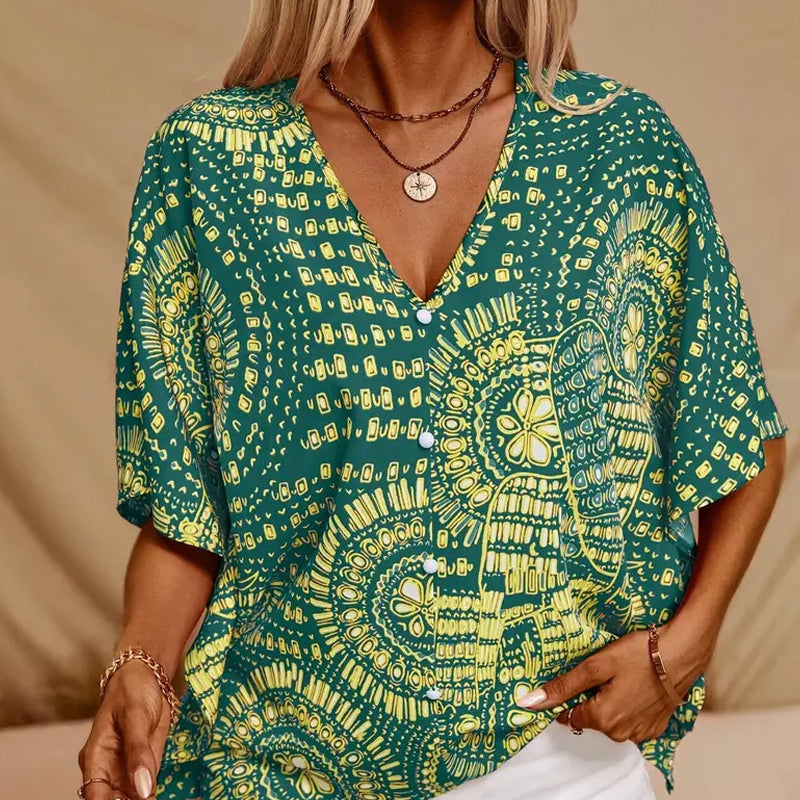 💃 Last Day Sale 50% Off 💐                                                                                                                                                    Amara™ Bohemian V-Neck Blouse