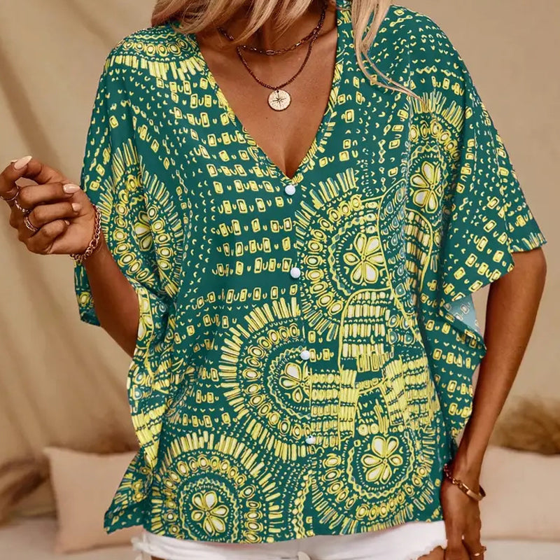 💃 Last Day Sale 50% Off 💐                                                                                                                                                    Amara™ Bohemian V-Neck Blouse