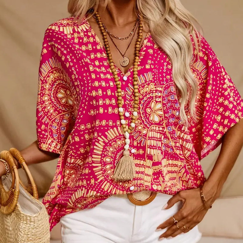 💃 Last Day Sale 50% Off 💐                                                                                                                                                    Amara™ Bohemian V-Neck Blouse