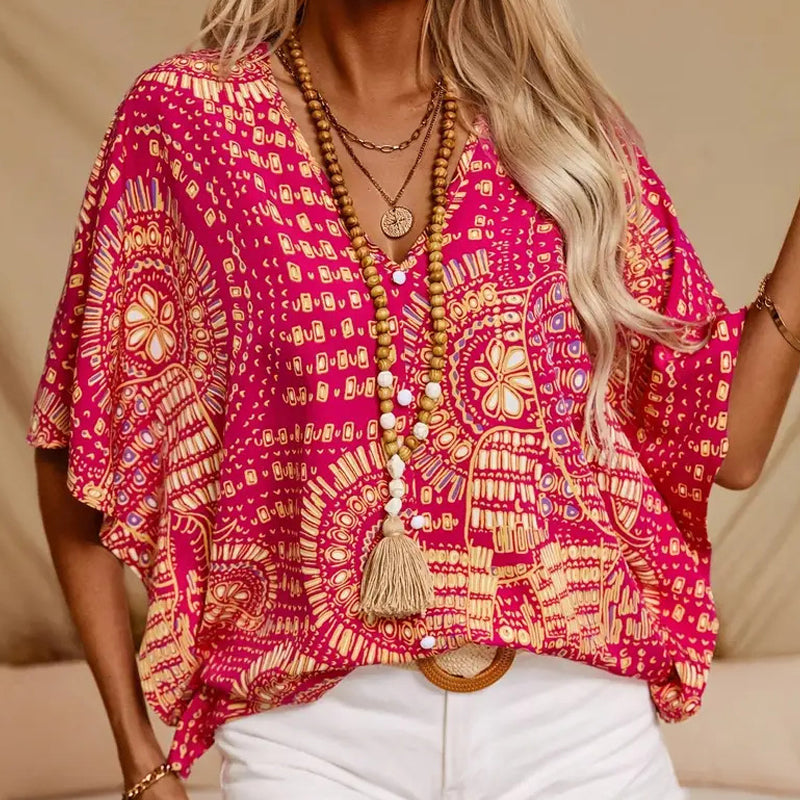 💃 Last Day Sale 50% Off 💐                                                                                                                                                    Amara™ Bohemian V-Neck Blouse