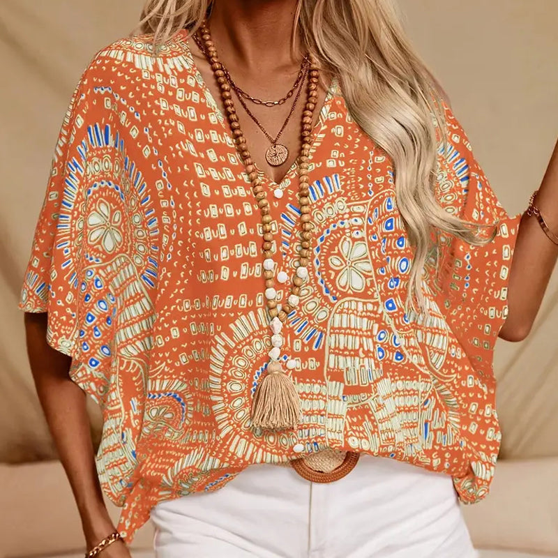 💃 Last Day Sale 50% Off 💐                                                                                                                                                    Amara™ Bohemian V-Neck Blouse