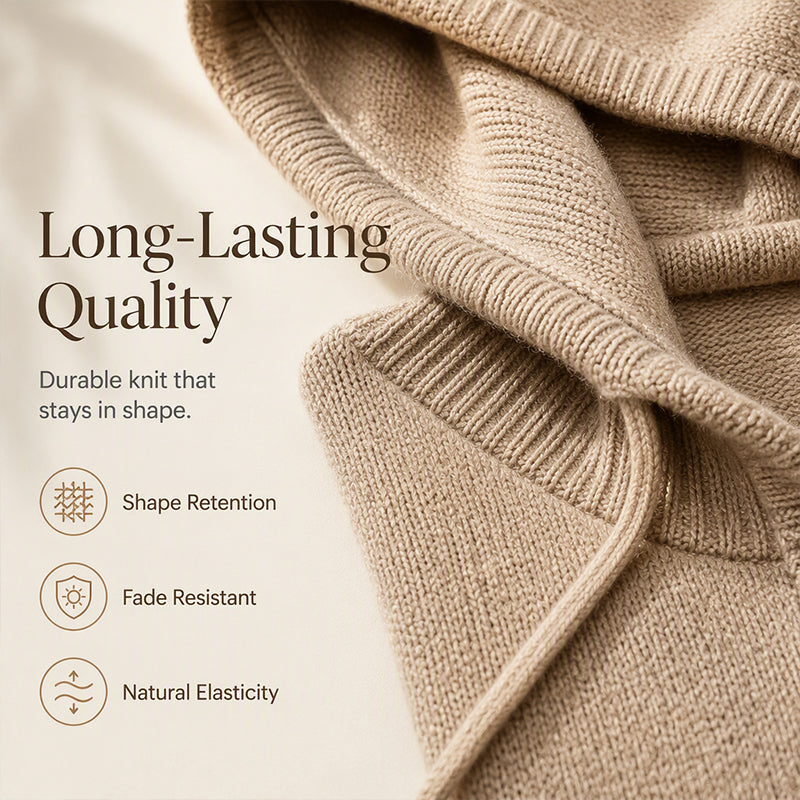 Oversized Knit Hoodie with Drawstring