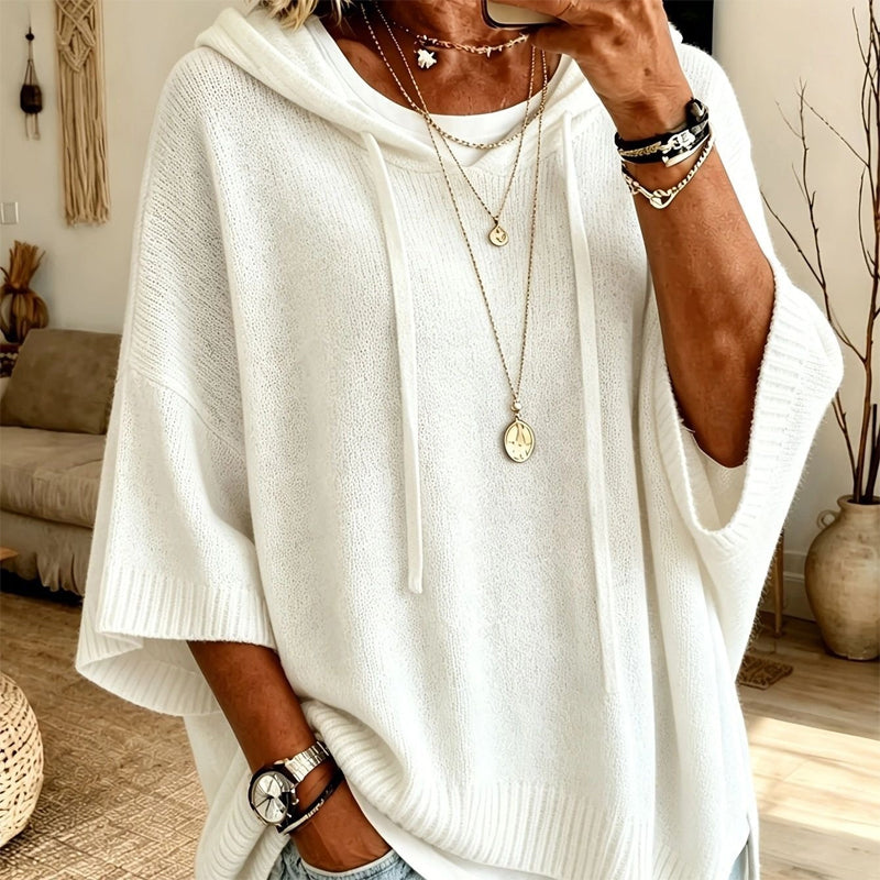 Oversized Knit Hoodie with Drawstring