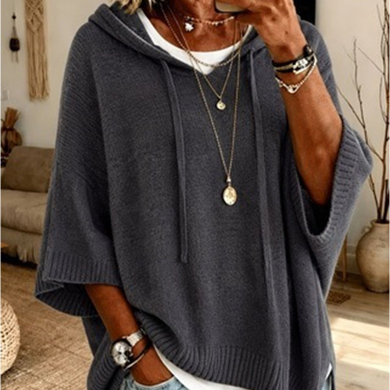 Oversized Knit Hoodie with Drawstring