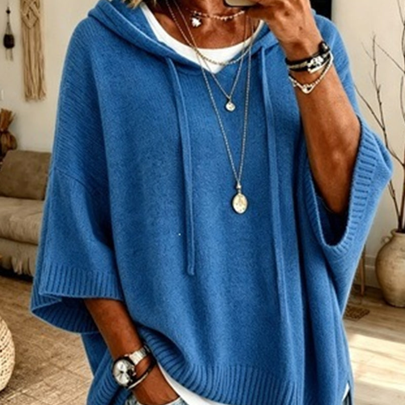 Oversized Knit Hoodie with Drawstring