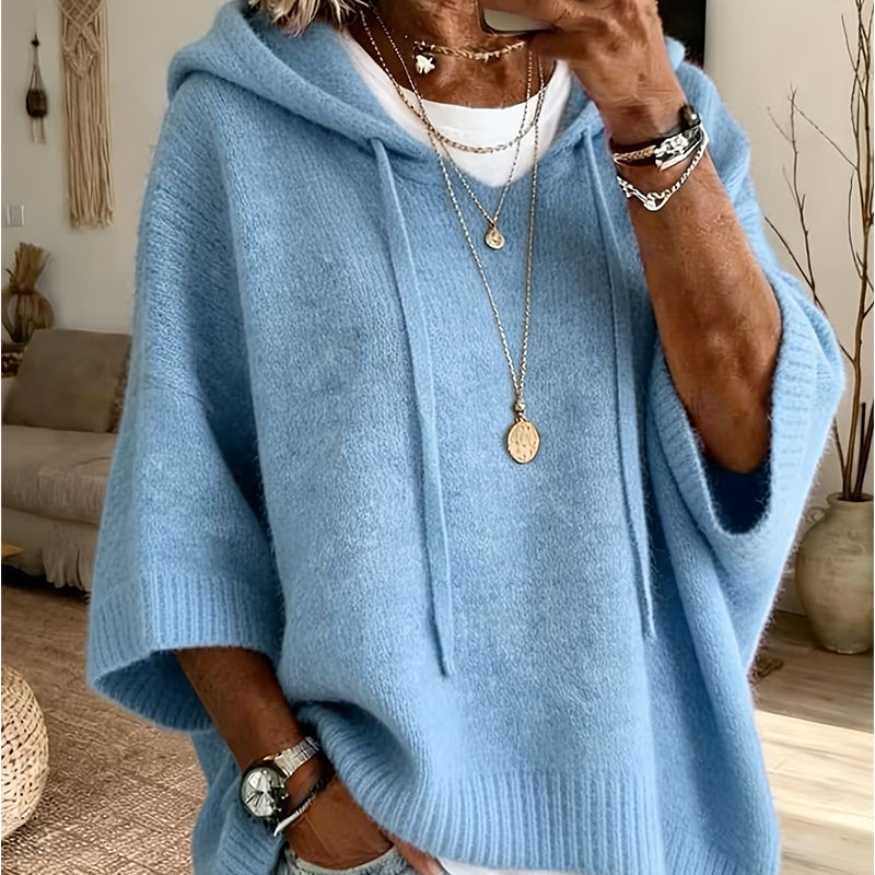 Oversized Knit Hoodie with Drawstring