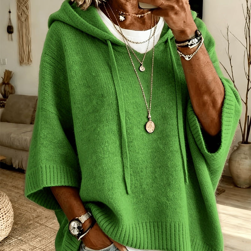 Oversized Knit Hoodie with Drawstring