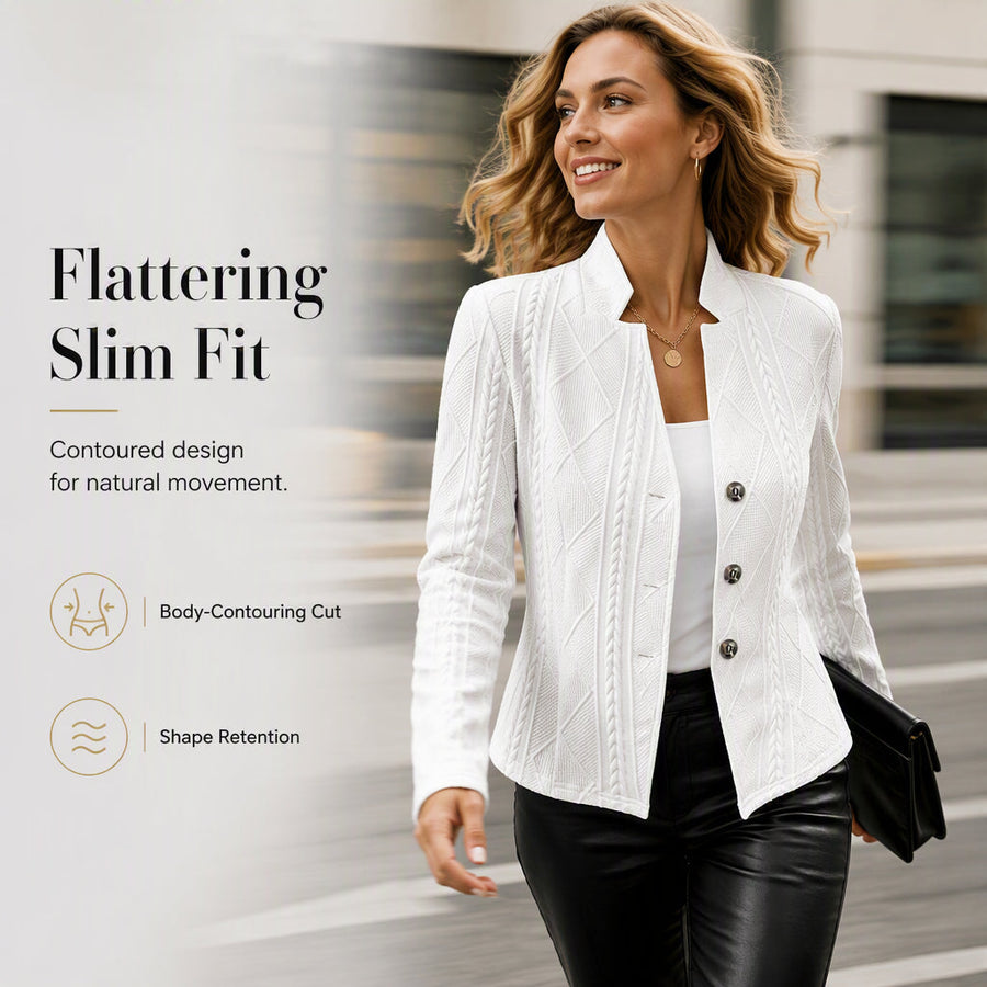 Women's Textured Button Down Blazer Jacket