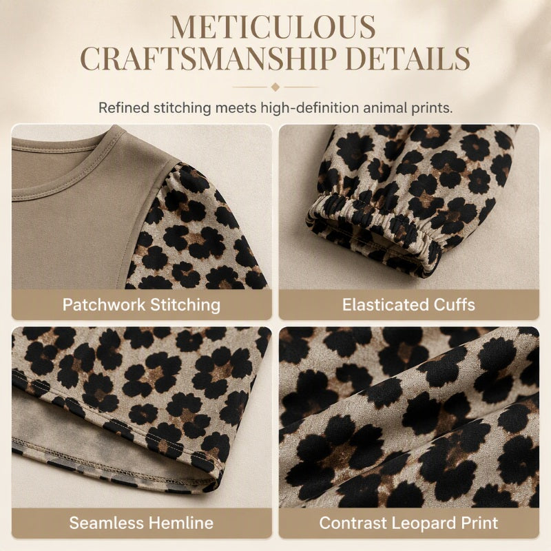 Leopard Detail, Flattering Length | Women's Relaxed Long-Sleeve Tunic Top